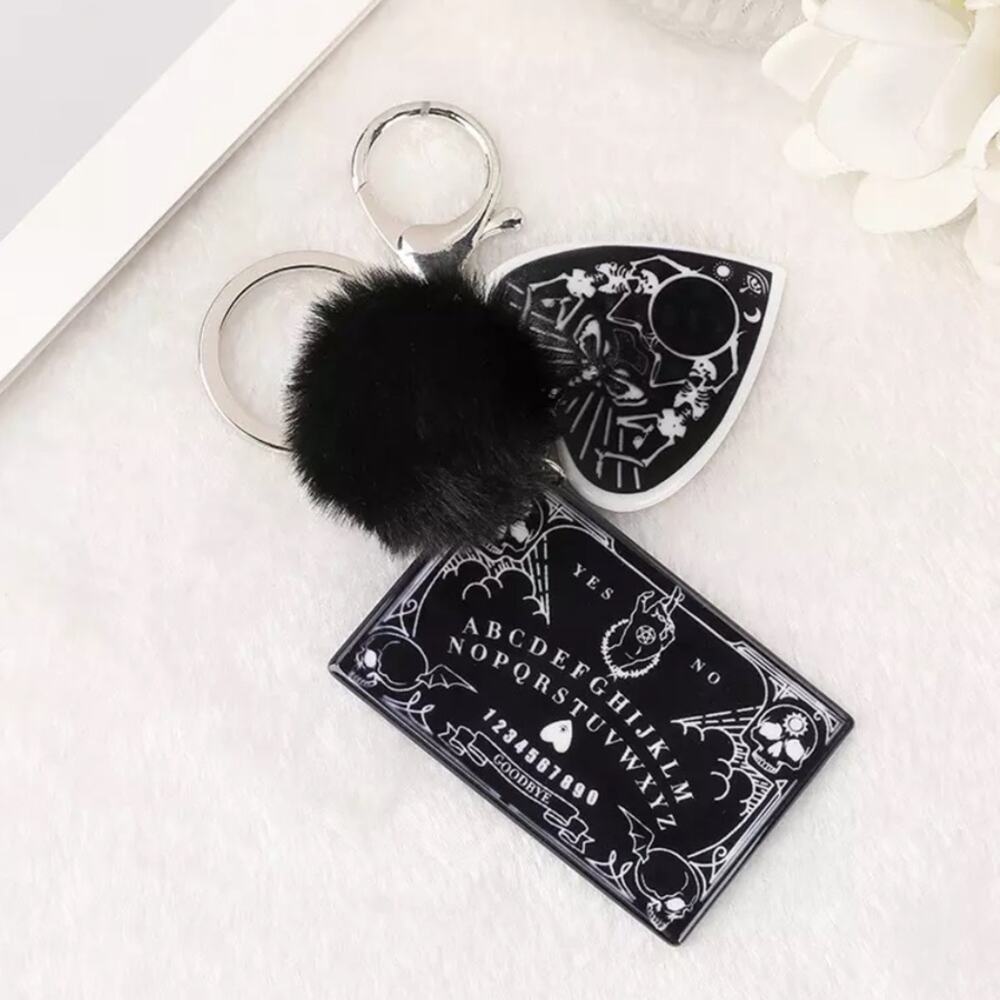 Ouija Planchette Keychain Pompom